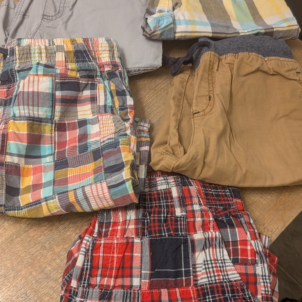 Youth Boys Colorful Plaid and Solid Shorts Set Size 10